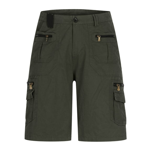 Aofany Plus Size Mens Cargo Shorts Casual Fashion Solid Multi-pocket Shorts Button Zipper Work Short Pants