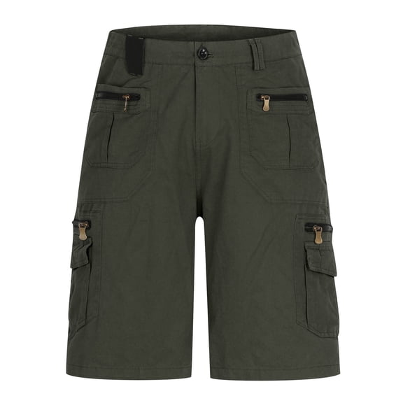 Aofany Plus Size Mens Cargo Shorts Casual Fashion Solid Multi-pocket Shorts Button Zipper Work Short Pants