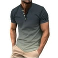 thumbnail image 1 of Aofany Plus Size Mens Henley Shirts Big And Tall Mens Casual Short Sleeve Button Tops Gradient Pullover Blouse, 1 of 4