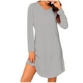 thumbnail image 1 of Aofany Plus Size Nightgowns Women Solid Color Long Sleeve V Neck Sleepwear Night Gown Dresses Sleep Dress, 1 of 7