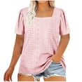 thumbnail image 1 of Aofany Plus Size Summer Casual Tunic Tops for Women Square Collar Short Sleeve Oversized T Shirts Blouse, 1 of 6