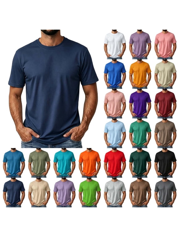 Plus Size T-Shirts for Men Sale Classic Men Short Sleeve T-shirt Casual Pullover Round Neck Summer Tops