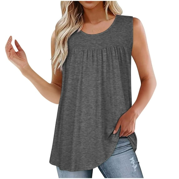 Aofany Plus Size Tank Tops for Women Tunic Sleeveless Shirts Dressy Casual Solid Color Blouses Loose Summer Tops