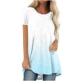 thumbnail image 1 of Aofany Plus Size Tops for Women Plus Size Print V Neck Short Sleeved Long T-shirt Blouse, 1 of 4