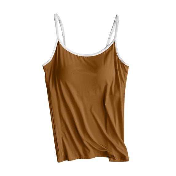 Aofany Plus Size Tops for Women Women's Camisole Tops with Built in Bra Vest Padded Slim Fit Tank Tops