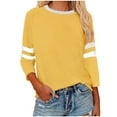 thumbnail image 1 of Aofany Plus Size Tops for Women Color block Crewneck Tunic Striped Tops 3/4 Sleeve T Shirts Sale, 1 of 4