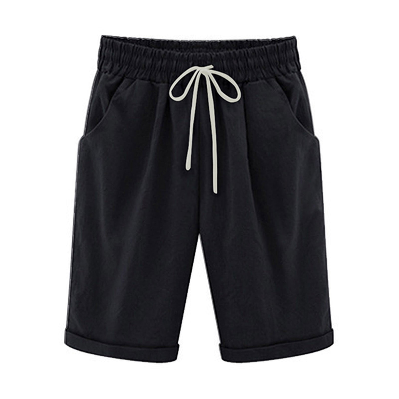 Aofany Plus Size Womens Summer Shorts Cotton Linen Pants Casual Shorts On Clearance