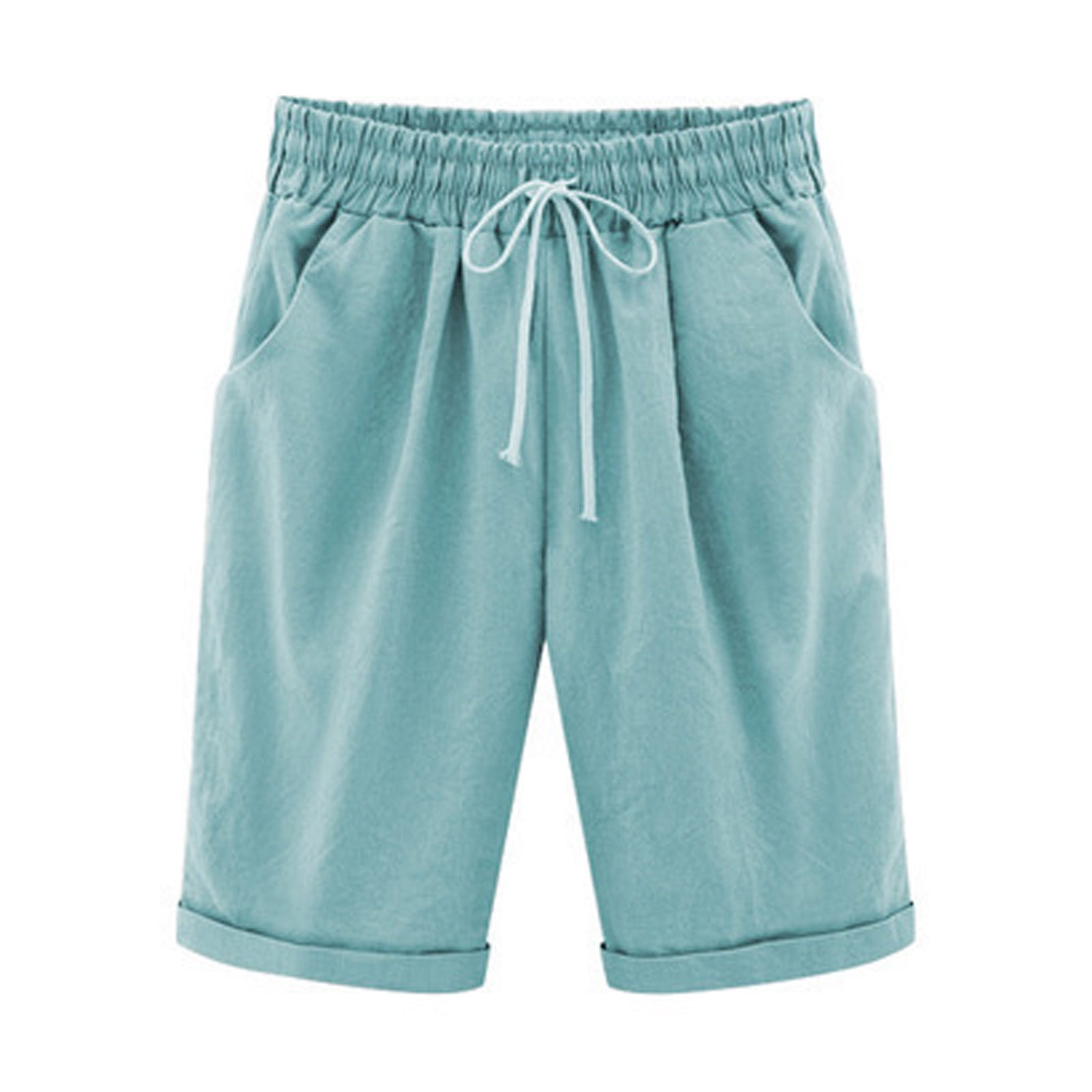 Aofany Plus Size Womens Summer Shorts Cotton Linen Pants Casual Shorts On Clearance