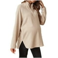 thumbnail image 1 of Aofany Pregnant Tops for Women Women's Casual Half Zipper Maternity Pullovers Standing Collar Long Sleeved Solid Color Sweatshirts Loose Pregnant Clothing Tops, 1 of 5