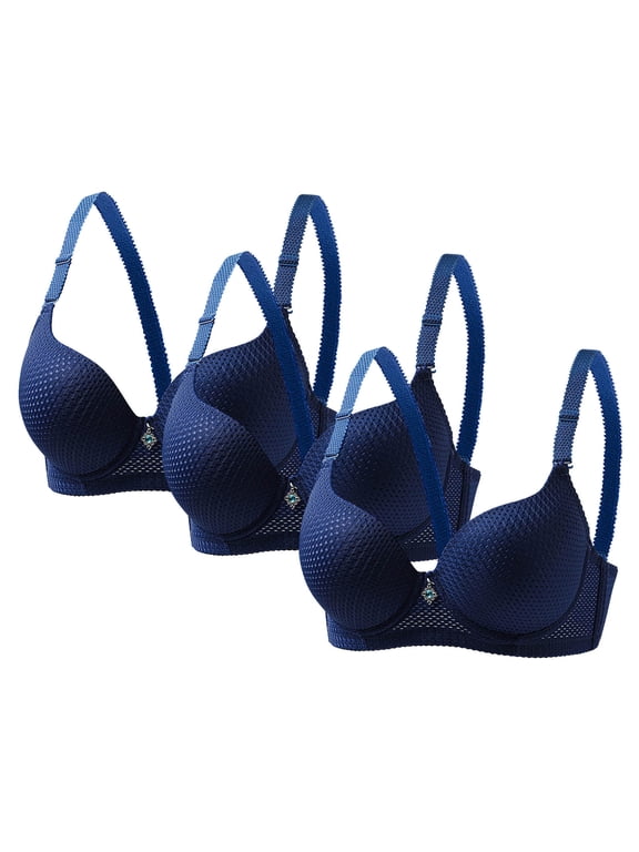 Push Up Bras for Women Pack of 3 Women’s Plus Size Full Figure Padded Bras No Underwire 3 Pack Comfortable Wire-Free Bras, 36B/C-46B/C