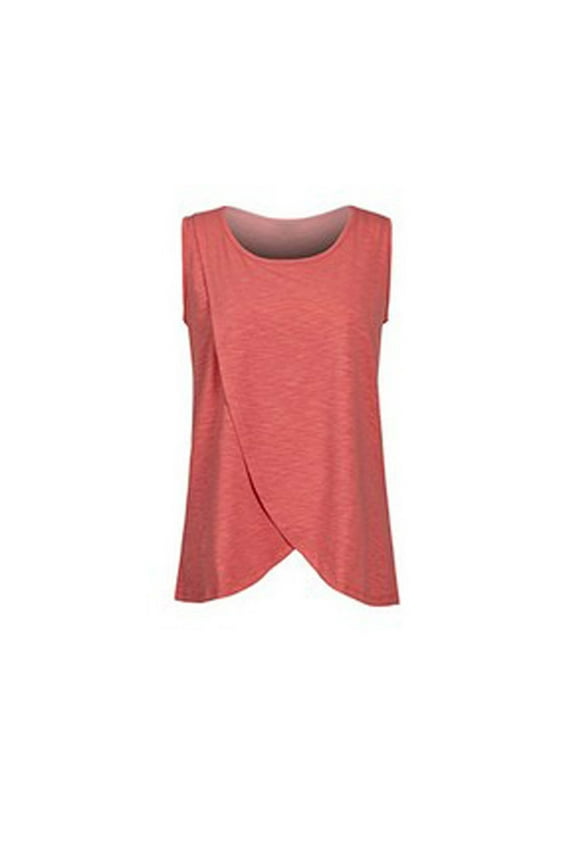 Women's Maternity Nursing Top Breastfeeding Tank Top Tee Shirt Double Layer Sleeveless Pregnancy Shirt Flowy Blouse