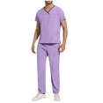 thumbnail image 1 of Aofany Scrubs Set Men Stretch V-Neck Scrub Top and Elastic Waistband Pants Scrubs for Men, Men's Workwear Uniform, 1 of 1