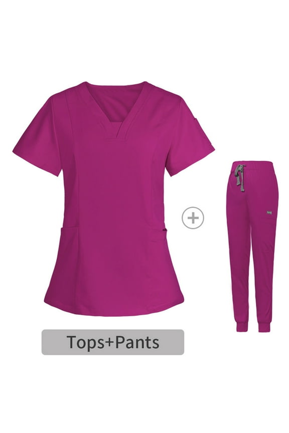 Scrubs Set for Women Nurse Uniform Jogger Suit Stretch Top and Pants with Pocket for Nurse Workwear