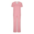 thumbnail image 1 of Aofany Scrubs Sets for Women Womens 2 Piece Scrub Outfits Casual Short Sleeve Scrub Tops and Long Pants Sets Nurse's Uniform Lounge Set Working Sets with Pocket, 1 of 4