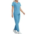 thumbnail image 1 of Aofany Scrubs for Women Set V-Neck Scrubs Top Scrub Pants Medical Nursing Uniforms Solid Stretch Workwear with Pocket and Zipper, 1 of 4