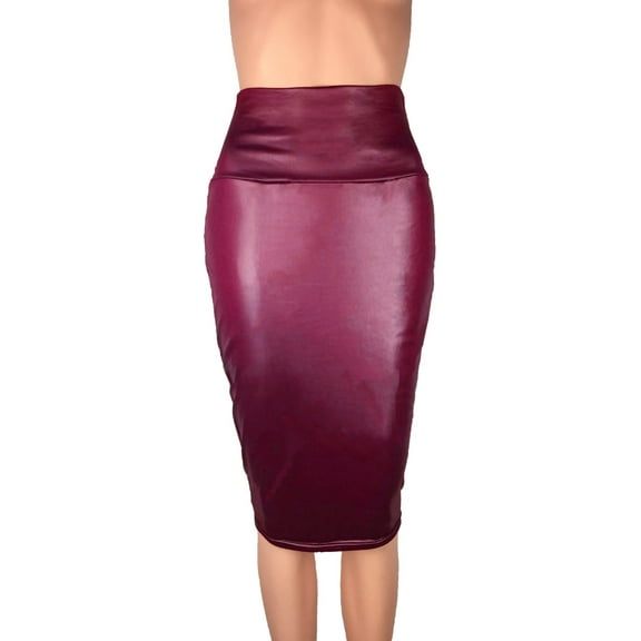 Aofany Sexy Womens Buttock Skirt Fashion Leather Skirt Solid Color Elegant Knee Length Skirt