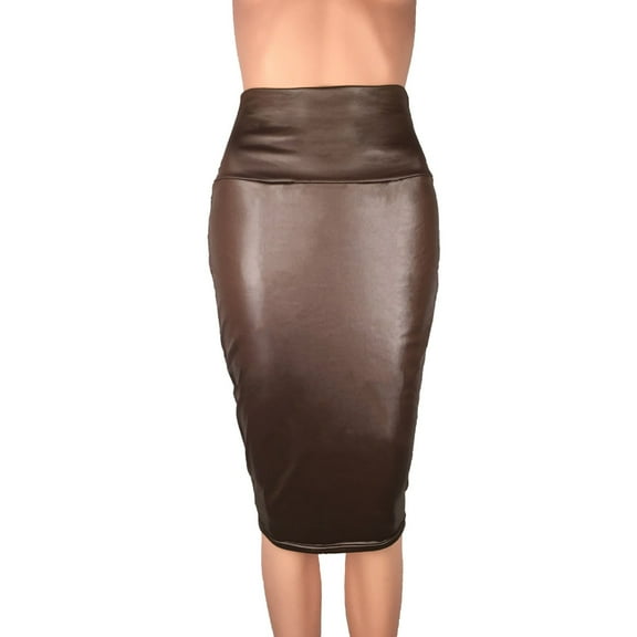 Aofany Sexy Womens Buttock Skirt Fashion Leather Skirt Solid Color Elegant Knee Length Skirt