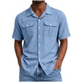 thumbnail image 1 of Aofany Short Sleeve Shirts for Men Plus Size Button up Loose Comfy Business Casual Work Shirts with Pocket, 1 of 7