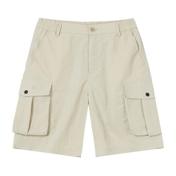 Aofany Shorts for Men Casual Elastic Waist Multi-pocket Sports Short Pants Summer Baggy Comfy Work Shorts