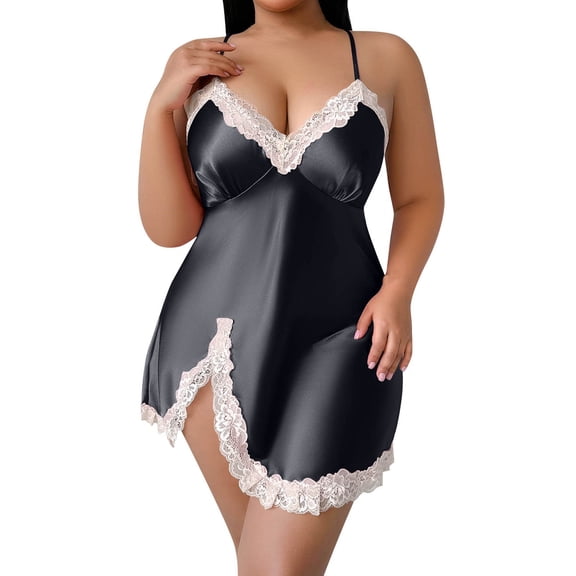 Aofany Silk Chemise Nightgowns for Women V Neck Satin Silk Pajamas Mini Nightdress Slip Sleep Dress Spaghetti Strap Sleepwear