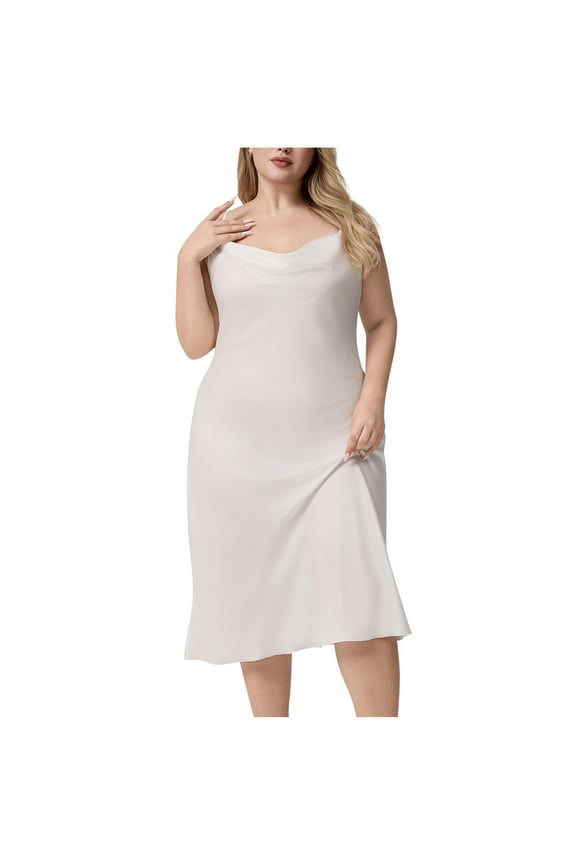 Silk Nightgown for Women V-Neck Spaghetti Strap Slip Dress Long Nightdress Satin Plus Size Nightgowns Dress