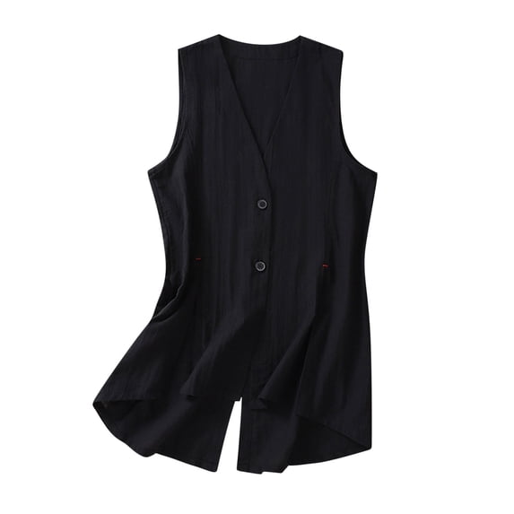 Aofany Sleeveless Cardigan Women Summer Lightweight Open Front Soft Long Duster Vest Cotton Linen Waistcoat