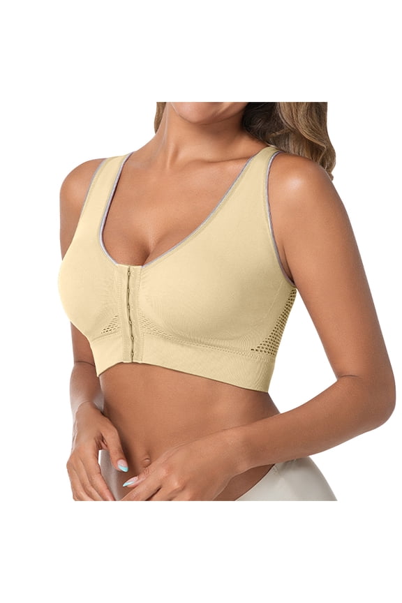 Sports Bras for Women No Underwire Plus Size Front Closure Yoga Bras High Impact Sports Front Hook Running Bras for Full Figured Breathable