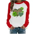 thumbnail image 1 of Aofany St Patricks Day Shirt for women Spring Patchwork St. Patrick's Day Printed Long Sleeves Round Neck Casual Tee Tops, 1 of 4