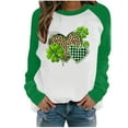 thumbnail image 1 of Aofany St Patricks Day Shirt for women Spring Patchwork St. Patrick's Day Printed Long Sleeves Round Neck Casual Tee Tops, 1 of 4