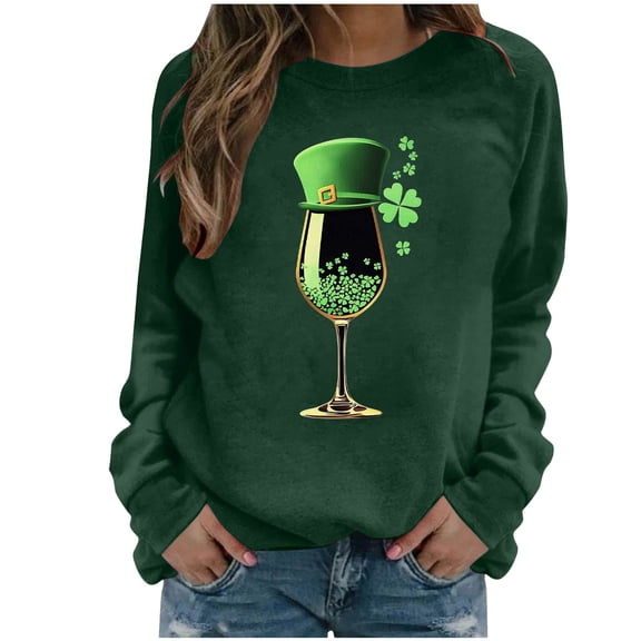 Aofany St Patricks Day Sweatshirt Women Long Sleeve Crewneck Shamrock St. Patricks Shirts Tee Tops Cute Holiday Pullovers