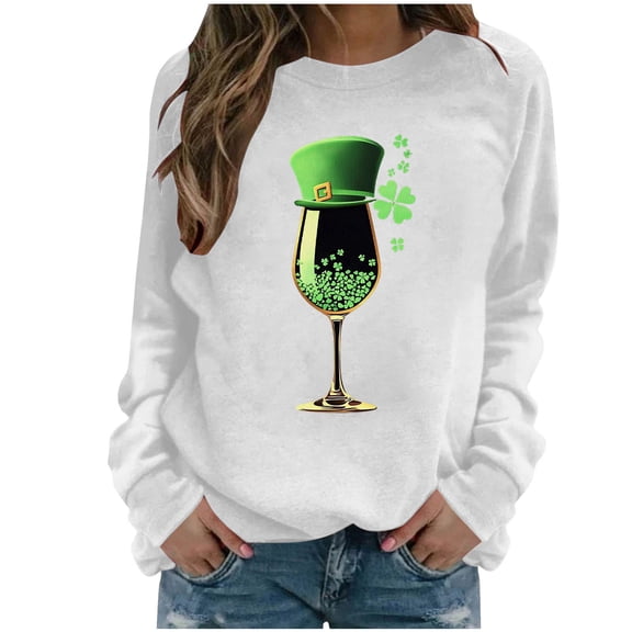 Aofany St Patricks Day Sweatshirt Women Long Sleeve Crewneck Shamrock St. Patricks Shirts Tee Tops Cute Holiday Pullovers