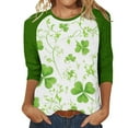 thumbnail image 1 of Aofany St Patricks Day Tops for Women 3/4 Sleeve Crewneck Shamrock Shirts Casual Trendy Festival Holiday Tunic Tee Tops, 1 of 6
