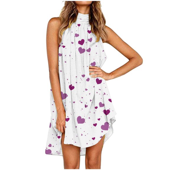 Aofany Summer Dresses For Women 2024 Boho Dress Sundresses Beach Dresses Halter Dresses For Women Casual Summer Holiday Irregular Sleeveless Party Dress