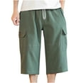 thumbnail image 1 of Aofany Summer Men's Plus Size Capris Pants Loose Cotton Linen Work Pants Oversized Casual Straight Leg Cropped Trousers, 1 of 5
