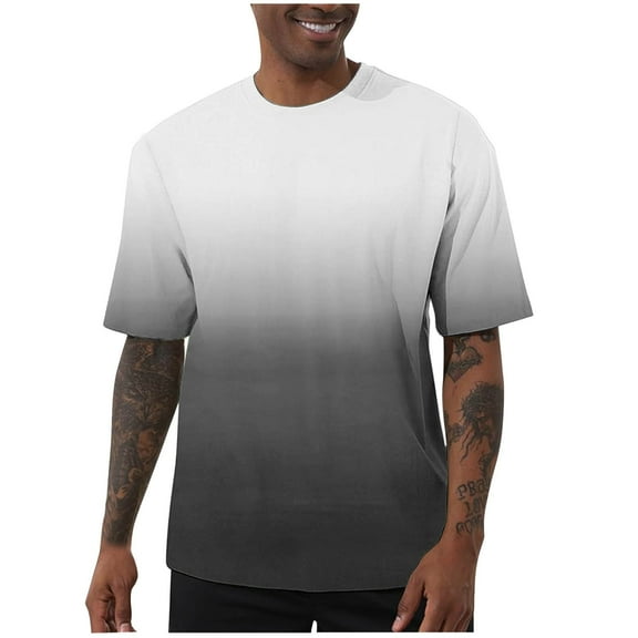 Aofany Summer Shirts for Men Short Sleeve Crew Neck Gradient T Shirt S-XXL Men's Clothes