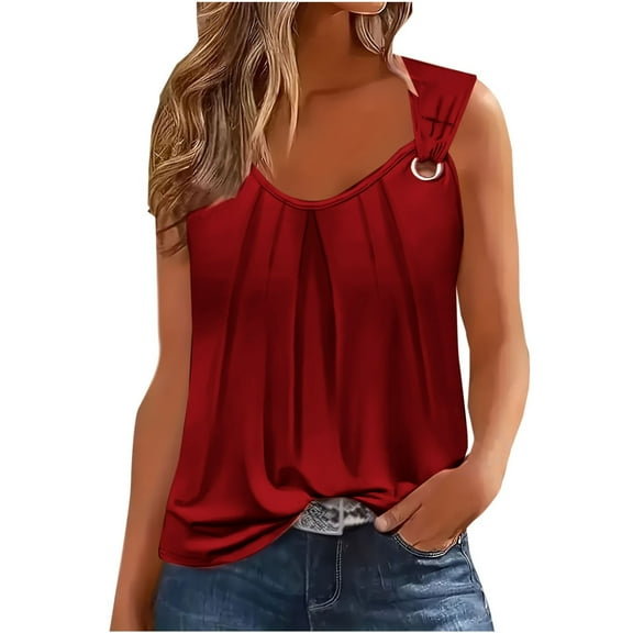 Aofany Summer Tops for Women Women's Boho Tanks Blouse Summer Sleeveless Tops Casual Trendy Vests Crewneck Pullover Shirt