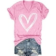 thumbnail image 1 of Aofany Summer Tops for Womens Fashion Women Valentine's Day Print Short Sleeve T-shirt Graphic Tops, 1 of 2