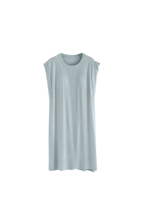 Summer Women Sleeveless Vest Nightdress Comfort Chest Pad Sleepwear Casual Loose Mini Sleepshirt Home Wear