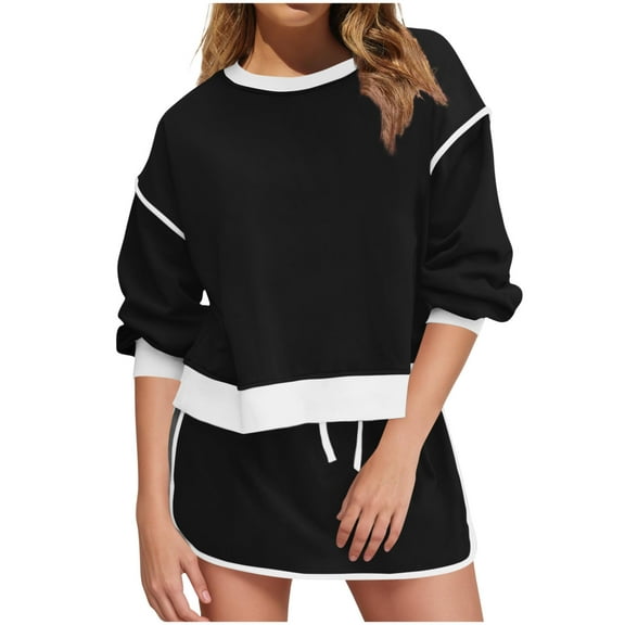 Aofany Sweat Sets For Women 2 Piece Outfits Sweatsuit Oversized Crew Neck Sweatshirt & Short Set Lounge Wear Tracksuit Set