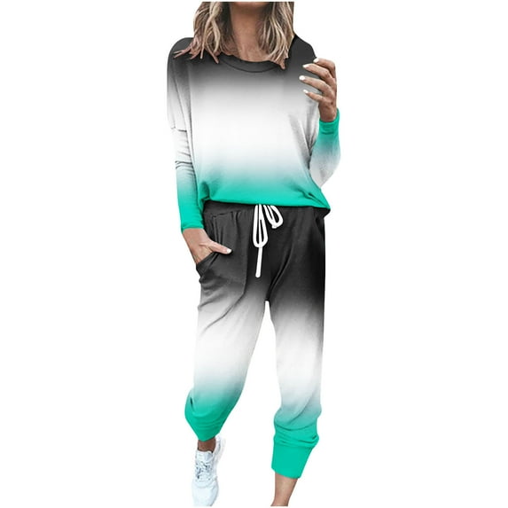 Aofany Sweat Suits for Women Jogging Suits Loose 2 Piece Sets Gradient Long Sleeve Tops Casual Pants Sweatsuit