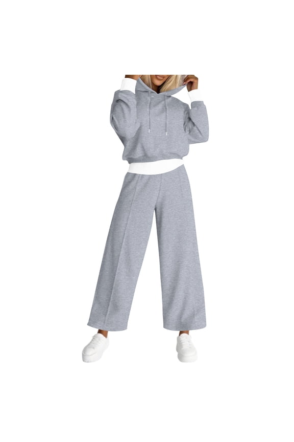 Sweatsuit 2pcs Set for Women Casual Tracksuit Long Sleeve Sweatshirt and Sweatpants 2 Piece Solid Outfit Sweat Suit