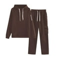 thumbnail image 1 of Aofany Sweatsuits 2pcs Sets Womens, Women's Casual Solid Hooded Drawstring Loose Long Sleeve Sweatshirt Tops and Long Pants Set Suits, 1 of 4