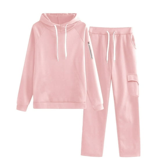Aofany Sweatsuits 2pcs Sets Womens, Women's Casual Solid Hooded Drawstring Loose Long Sleeve Sweatshirt Tops and Long Pants Set Suits