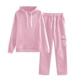 thumbnail image 1 of Aofany Sweatsuits 2pcs Sets Womens, Women's Casual Solid Hooded Drawstring Loose Long Sleeve Sweatshirt Tops and Long Pants Set Suits, 1 of 4