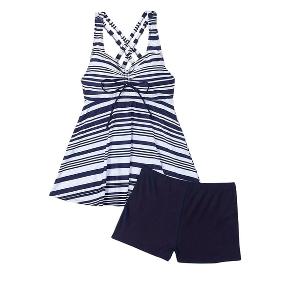 Aofany Swimsuit Women Bathing Suit For Women Plus Size Swimsuit For Women Tankini Tummy Control Modest Swimsuits Plus Size Two Piece Swimwear Stripes Top Boy Shorts