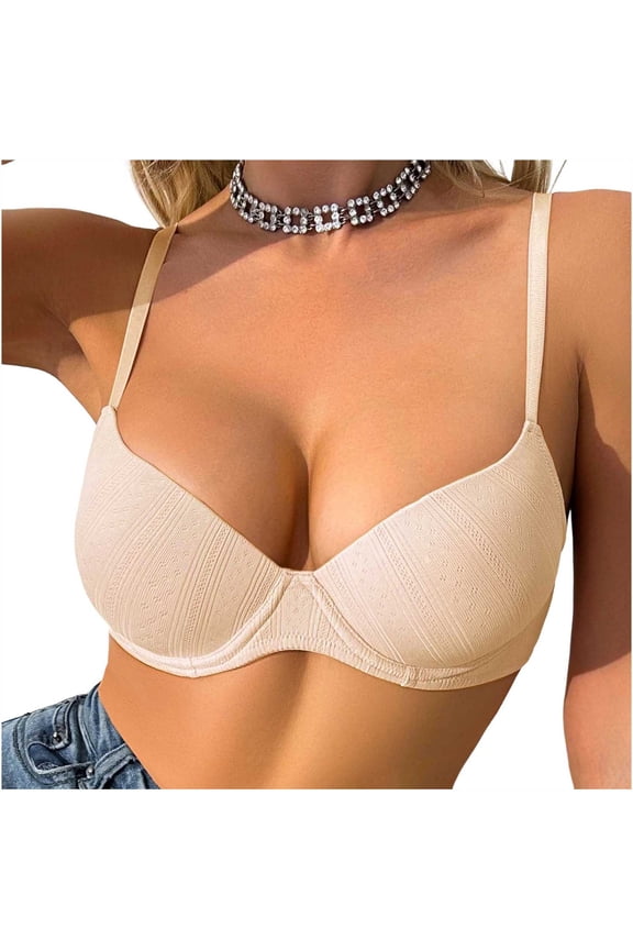 T-Shirt Bras for Women Plus Size Wire Everyday Bras Push up Breathable Solid Color Bras Comfortable Shaping Soft Stretch Bras, 32B/C-40B/C