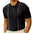 thumbnail image 1 of Aofany T Shirts For Men Classic Fit Men's Short Sleeve Patchwork Soft Knit Turndown Collar Shirt Summer Tops, 1 of 1