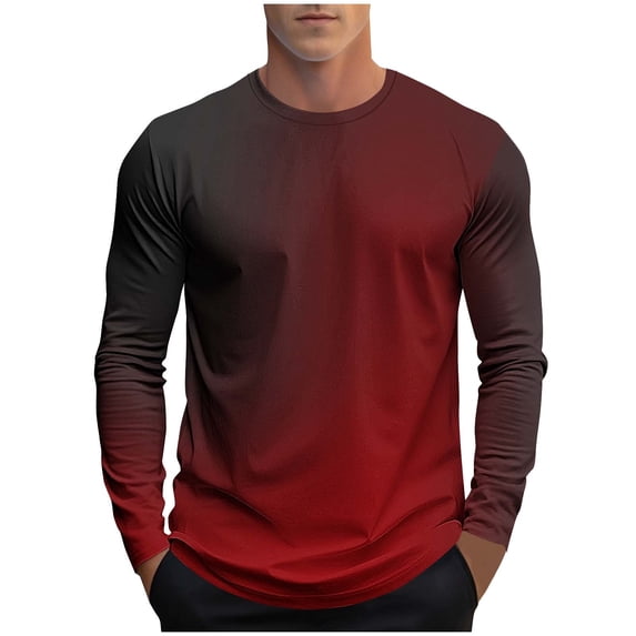 Aofany T-Shirts For Men Men's Tshirts Men Gradient Crew Neck Long Sleeve Summer Casual Tees Tops Mens T Shirt