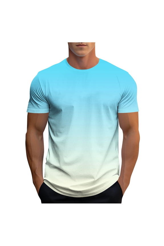 T-Shirts For Men Men's Tshirts Men Gradient Crew Neck Short Sleeve Summer Casual Tees Tops Mens T Shirt