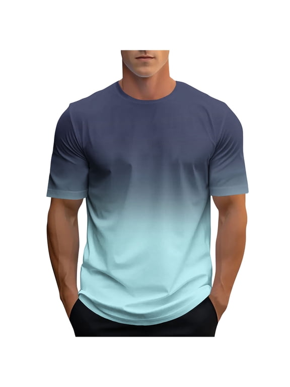 T-Shirts For Men Men's Tshirts Men Gradient Crew Neck Short Sleeve Summer Casual Tees Tops Mens T Shirt